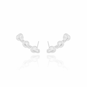 Ear Cuff Pontos de Luz Cristal Banho Branco