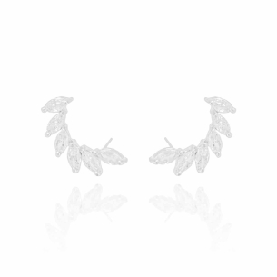 Ear Cuff Navetes Cristal Banho Branco