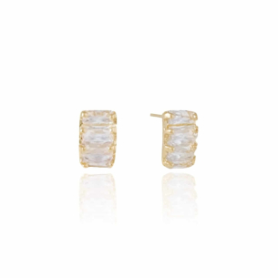 Brinco Baguetes Cristal Banho Dourado