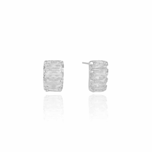 Brinco Baguetes Cristal Banho Branco