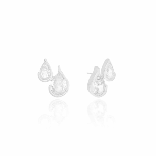 Brinco Gotas Cristal Banho Branco