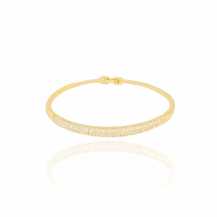 Bracelete Cravejado Cristal Fecho Gaveta Banho Dourado