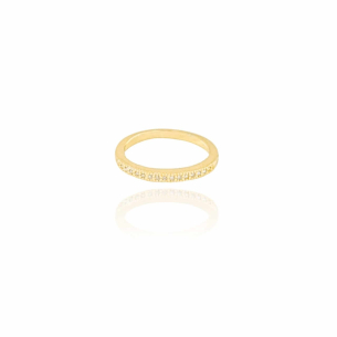 Anel Aparador Cravejado Cristal Tamanho 12 Banho Dourado