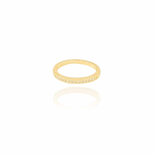 Anel Aparador Cravejado Cristal Tamanho 17 Banho Dourado