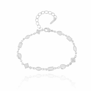 Pulseira Zircônias Diversas Cristal Banho Branco