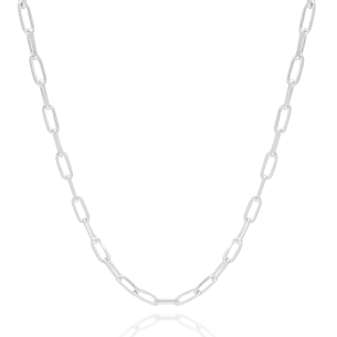 Gargantilha Elos 5 MM Lisos Banho Branco