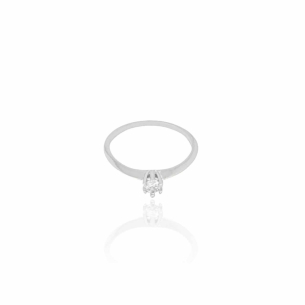 Anel Solitário Cristal Tamanho 18 Banho Branco