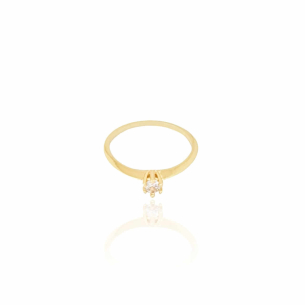Anel Solitário Cristal Tamanho 22 Banho Dourado