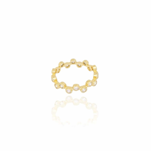 Anel Cravação Inglesa Cristal Tamanho 14 Banho Dourado