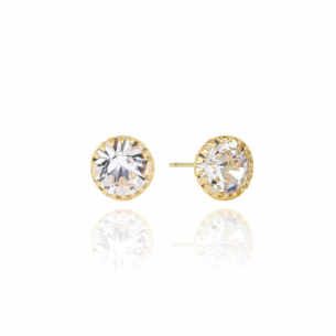 Brinco Solitário Cristal Banho Dourado