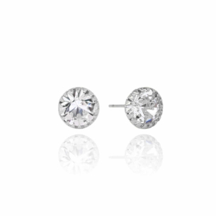 Brinco Solitário Cristal Banho Branco