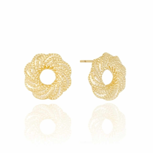 Brinco Mandala Textura Banho Dourado