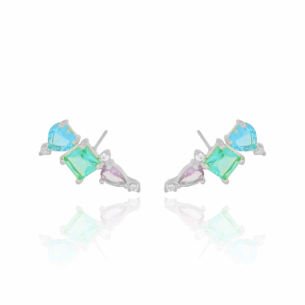 Ear Cuff Colorida Banho Branco