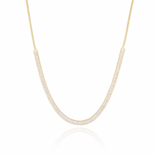 Choker Riviera Zirconias Cristal Elos Portugueses Banho Dourado