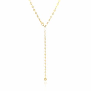 Gargantilha Gravata Plaquinhas Redondas Flat e Bolinha Banho Dourado