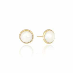 Brinco Pérola com Borda Banho Dourado