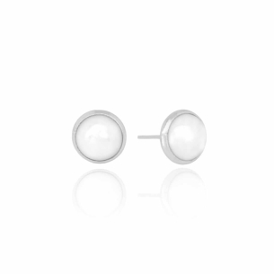 Brinco Pérola com Borda Banho Branco