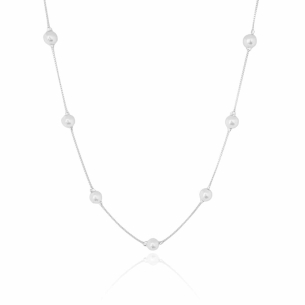 Gargantilha Veneziana Pérolas Banho Branco