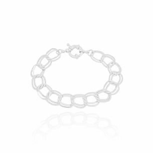 Pulseira Elos Lisos Torcidos Detalhes Banho Branco