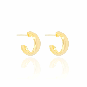 Brinco Argola Lisa Abaulada Banho Dourado