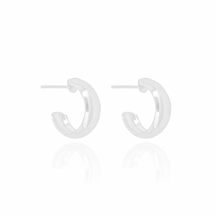 Brinco Argola Lisa Abaulada Banho Branco