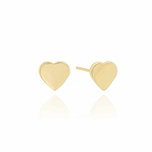 Brinco Coração Flat Liso Banho Dourado