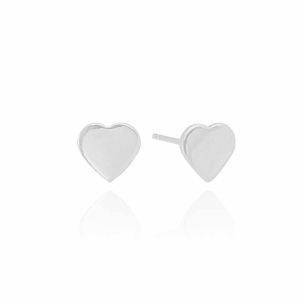 Brinco Coração Flat Liso Banho Branco