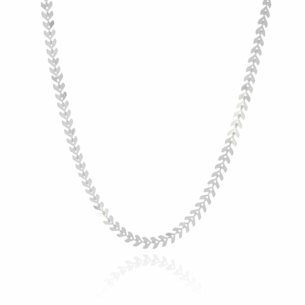 Choker Folhas Lisas Banho Branco