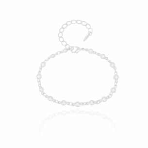 Pulseira Pontos de Luz Cristal Banho Branco
