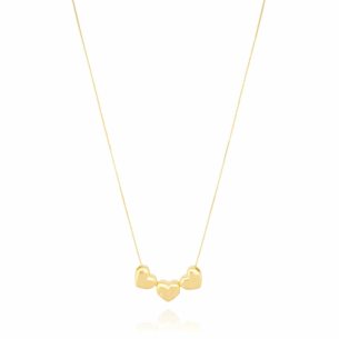 Gargantilha Corações Lisos Veneziana Banho Dourado