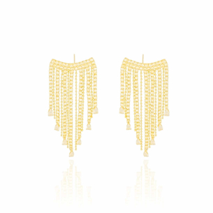 Ear Cuff Franja Cravejado Cristal Gotas Bolinhas