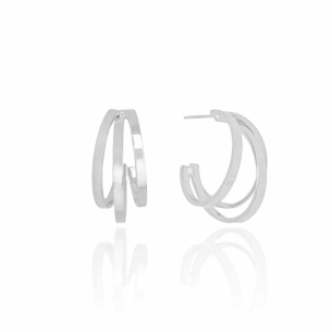 Argola Filetes Lisos Banho Branco