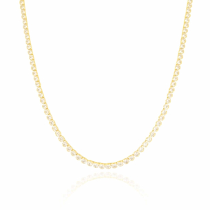 Choker Riviera Cristal Cravação Inglesa Banho Dourado