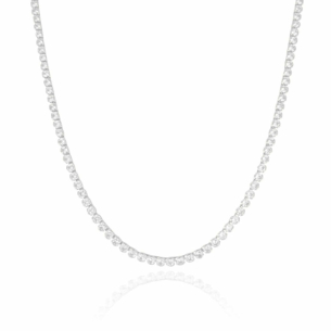 Choker Riviera Cristal Cravação Inglesa Banho Branco