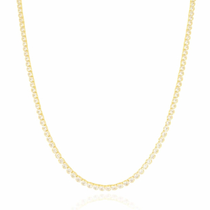 Gargantilha Longa Riviera Cristal Cravação Inglesa Banho Dourado