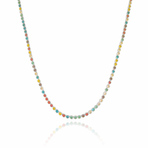 Choker Riviera Colorida Cravação Inglesa Banho Branco