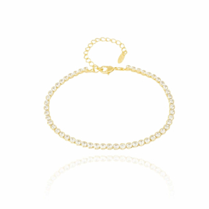 Pulseira Riviera Cristal Cravação Inglesa Banho Dourado