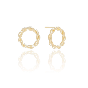 Brinco Argola Frontal Torcida Banho Dourado