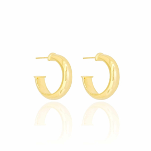 Brinco Argola Abaulada Lisa Banho Dourado