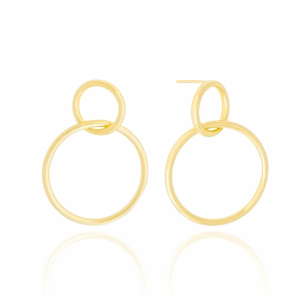 Brinco Argola Dupla Entrelaçada Lisa Banho Dourado