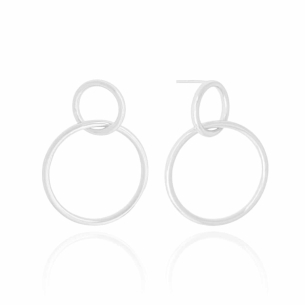 Brinco Argola Dupla Entrelaçada Lisa Banho Branco