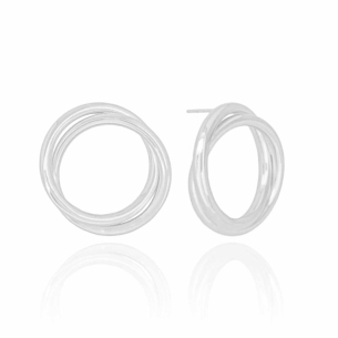 Brinco Argola Lisa Entrelaçada Banho Branco