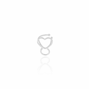 Piercing Coração Argola Vazado Banho Branco