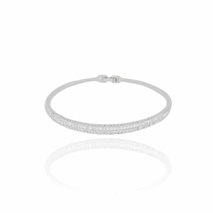 Bracelete Cravejado Cristal Fecho Gaveta Banho Branco