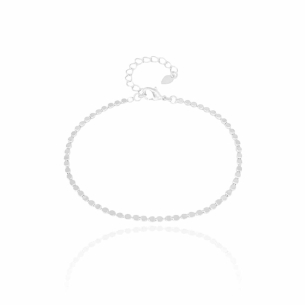 Pulseira Plaquetas Redondas Achatadas Banho Branco