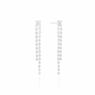 Brinco Plaquetas Redondas Achatadas Filetes Banho Branco