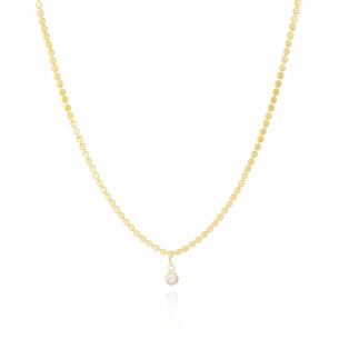 Choker Ponto de Luz Plaquetas Redondas Banho Dourado