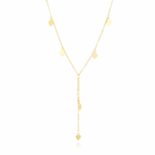 Gargantilha Gravata Corações Flat Banho Dourado