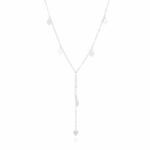 Gargantilha Gravata Corações Flat Banho Branco