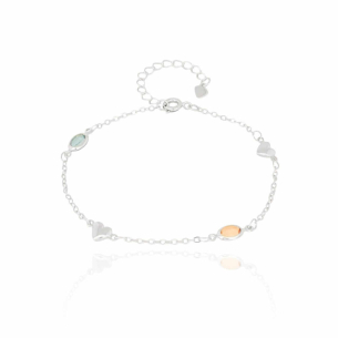 Pulseira Corações Pontos de Luz Coloridos Banho Branco